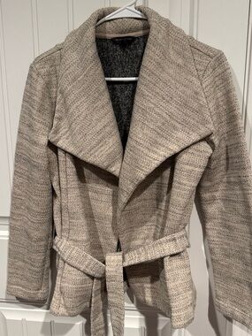 Banana Republic Women's Beige Cream Belted Knit Trench Jacket